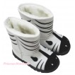 Black White Animal Zebra Warm Children Boots F-65